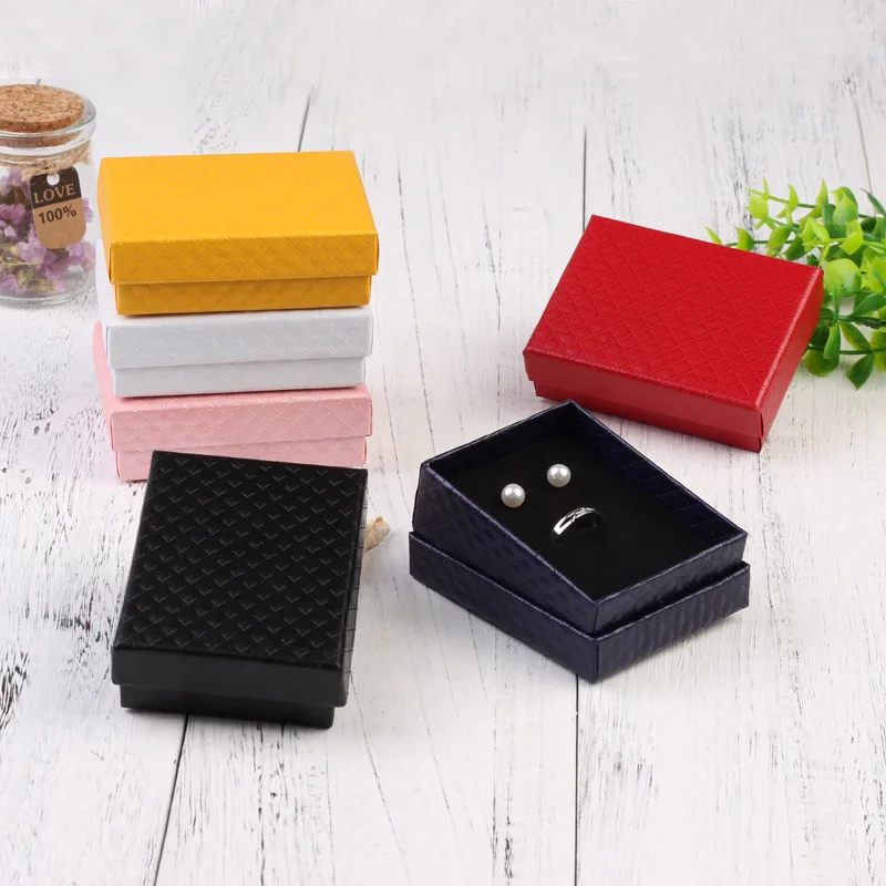 Black Diamond Jewelry Necklace Storage Paper Box Ring Stud Earring Packaging Gift 7x9x3cm Earrings Trinket Display Case | Украшения и