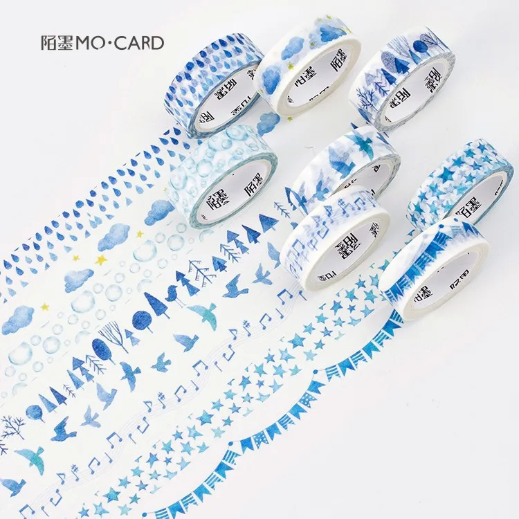 Blue of the world series Bullet Journal Washi Tape Adhesive Masking DIY Scrapbooking Sticker Label Japanese | Канцтовары для офиса