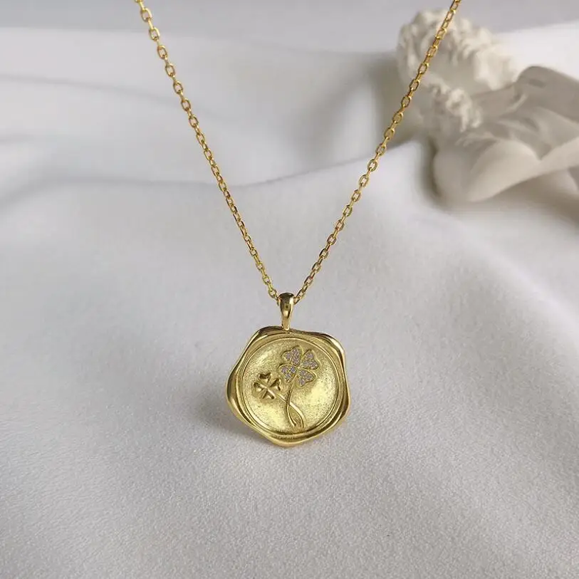 Женское Ожерелье с кулоном Lucky винтажное золотое ожерелье из стерлингового