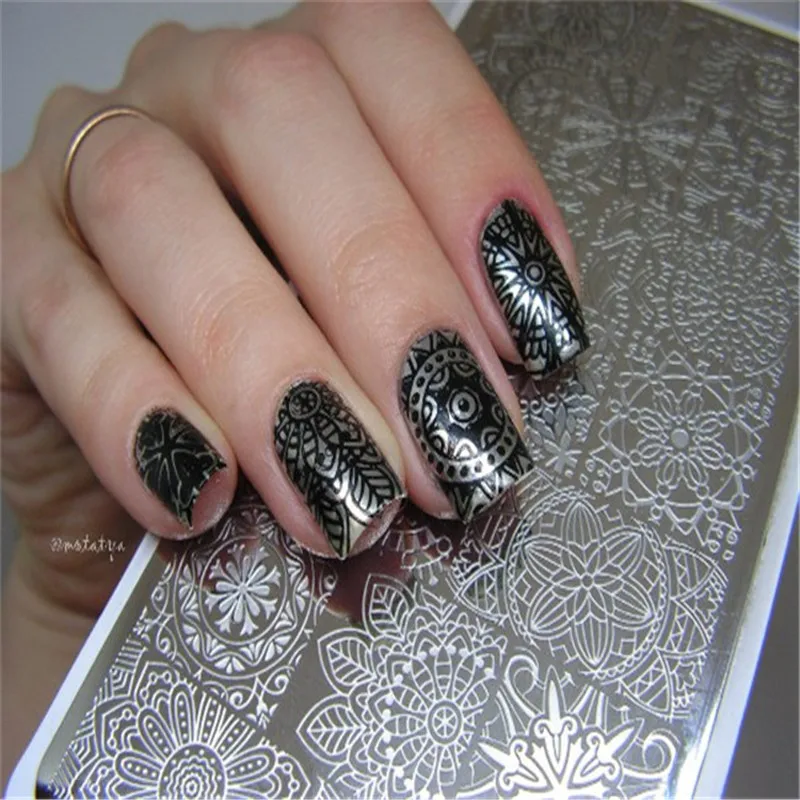 12*6 см Born pretty Цветочный Узор Модель Прямоугольник Ногтей Штамповки Шаблон Маникюр