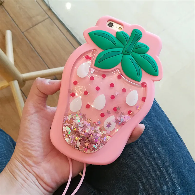 1 шт. Модный чехол для iPhone X жидкий зыбучий песок звезда 3D ананас клубника мягкий