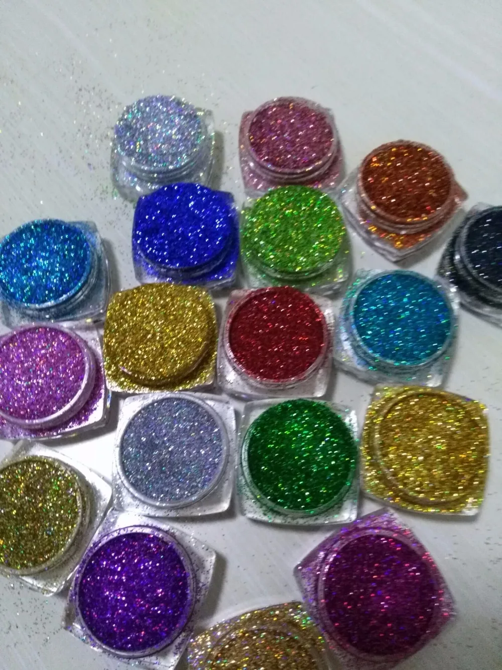 18Pots LOT Holographic Glitter Ultra Fine .008, resin supplies, rainbow glitter, loose glitter, nail glitters, 5g/pot LB100-789