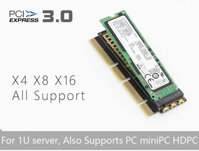 JEYI MX16-1U M.2 NVMe SSD NGFF для PCI-E 3,0X4X8X16 адаптер M ключ интерфейсная карта Suppor PCI Express 2280 Размер m.2 полная скорость