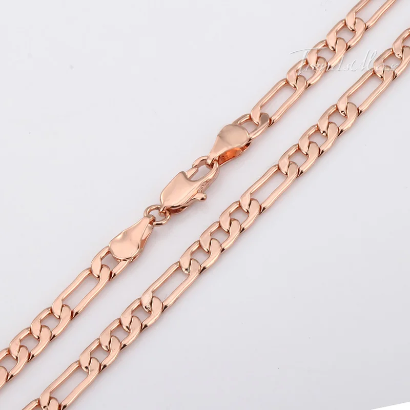 4 5 мм женские мужские Цепочки и ожерелья цепь 585 Rose Gold Filled Figaro Link Модные украшения