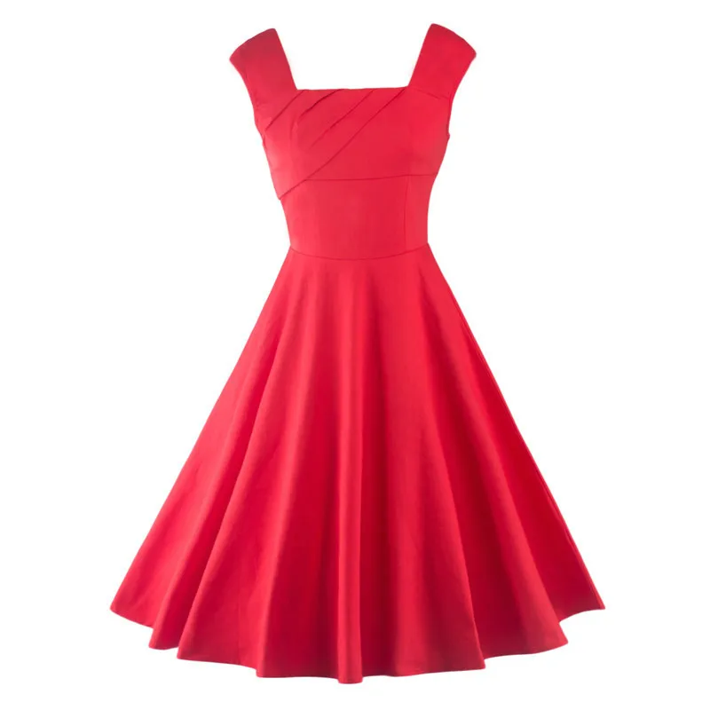 Желтое красное платье Лето 2019 женское винтажное Хлопковое с квадратным