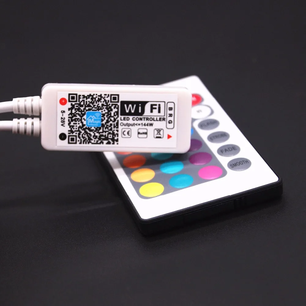 DC 12V Мини WIFI LED RGB контроллер с ИК 24Key пульт дистанционного управления со смартфона
