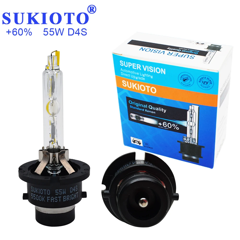 SUKIOTO супер яркие 55 Вт ксеноновые D2S D4S ксеноновые HID лампы 5500 к белые D2S D4S hid лампы Замена лампы для D2 D4s балласт canbus комплект