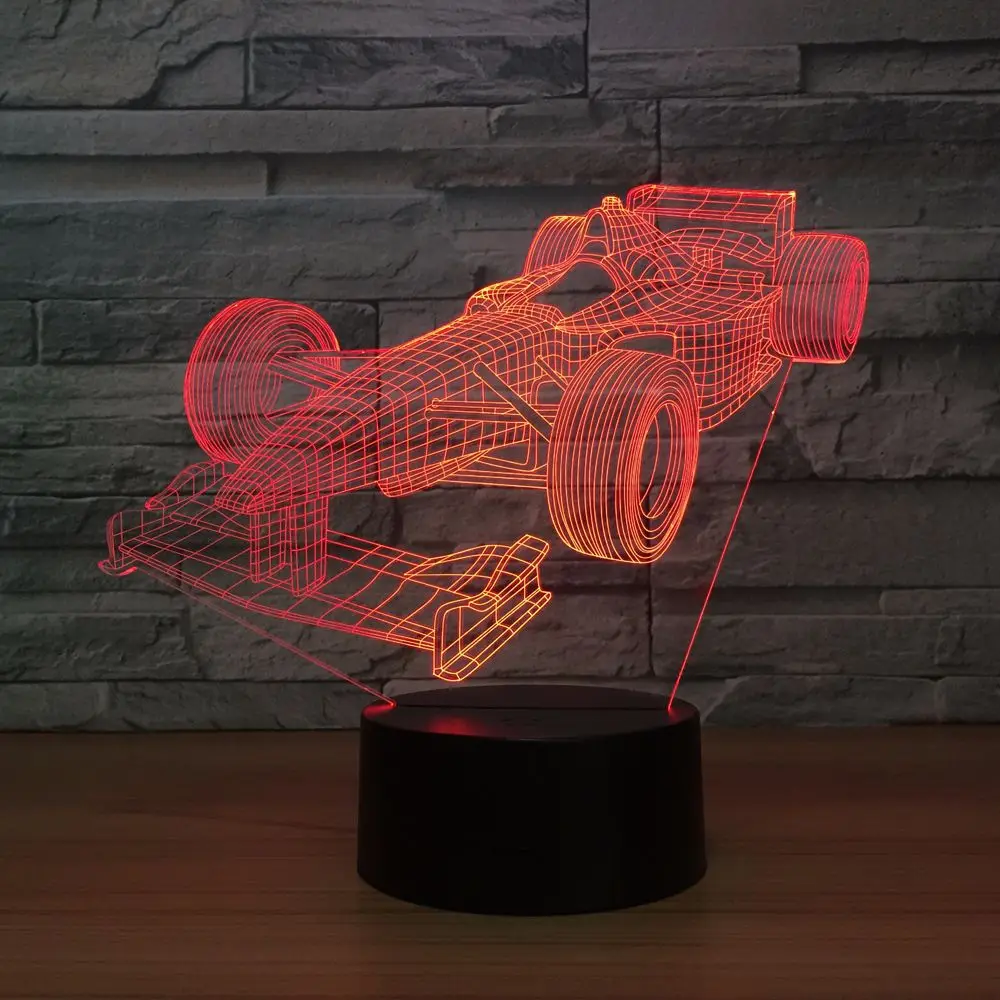 В форме гоночного автомобиля Luminaria лампе акриловые 3D светильник светодиодный USB