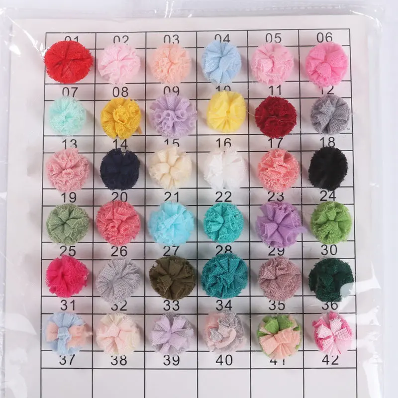 30PC/Pack Colorful Lace Net Yarn Flower Trim Balls DIY Clothing Bag Shoes Craft Supplies Children Handmade Decorative Pompones