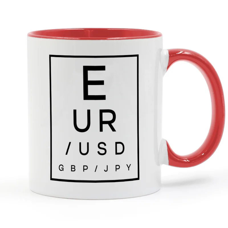 Forex глаз экзамен диаграммы Кофе кружка Керамика чашки Цвет ручка Цвет внутри Подарки 11 унц. GA1214