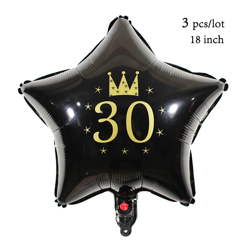 3 pcs 30th 3 шт./лот 30th на день рождения воздушные шары, 16, 18, 20, 21 30 40 50 60 70 80th День Рождения украшения черного и золотого цвета серебряный годовщина воздушные шары - Цвет: 3 pcs 30th