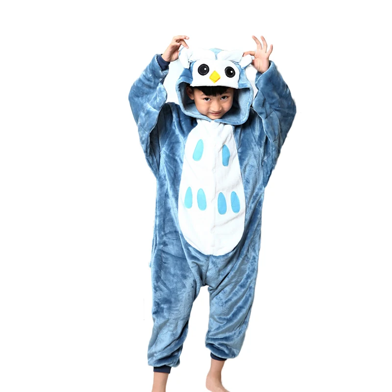 Пижамы для детей сова фланец животных onesie детская Рождественская Пижама милые