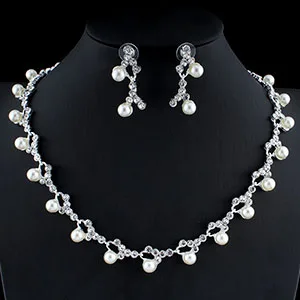 Jiayijiaduo Classic Silver Цвет Свадебные украшения комплект модная одежда для девочек с искусственным жемчугом Цепочки и ожерелья серьги платье аксессуары - Окраска металла: 4