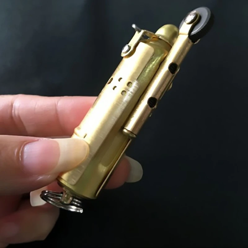 Gold Латунная Зажигалка винтажная старая бензиновая многоразовая масляная керосиновая Зажигалка пожарная Мини Портативная сигарета металлические аксессуары для зажигалок для мужчин - Цвет: Gold