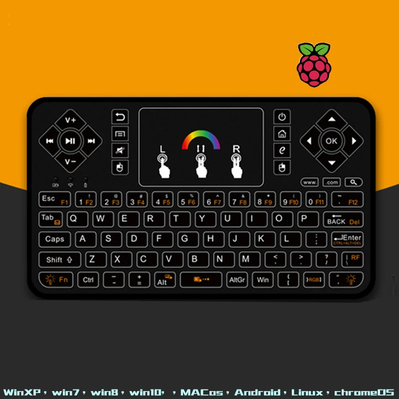 Радужная клавиатура Raspberry Pi Q9 с подсветкой без привода | Компьютеры и офис