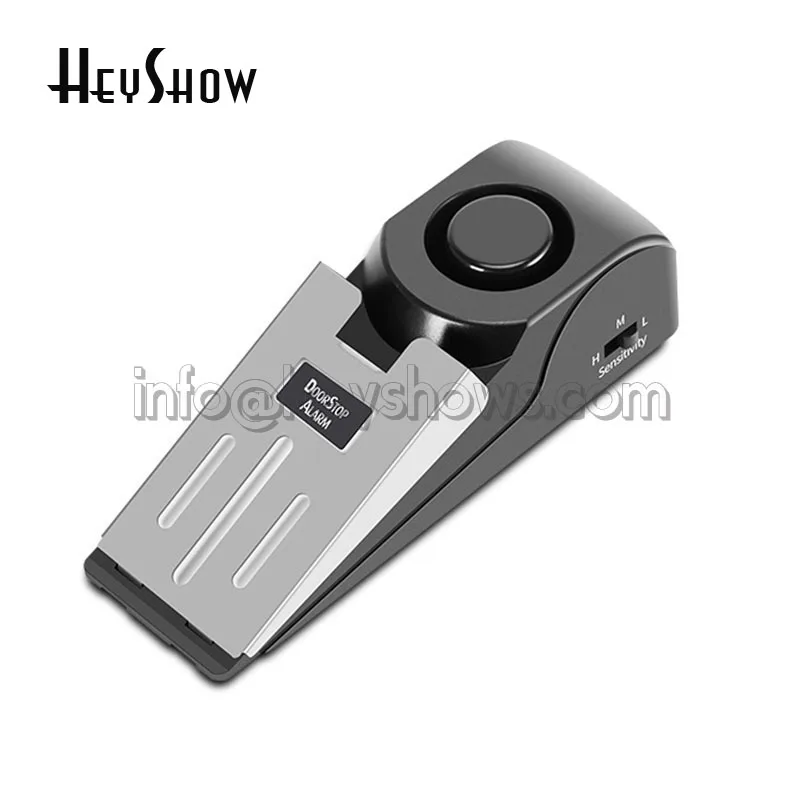 Portable Mini Wireless Vibration Triggered Home Door Stop Alarm Wedge Shaped Stopper Alert Security System Block Blocking System