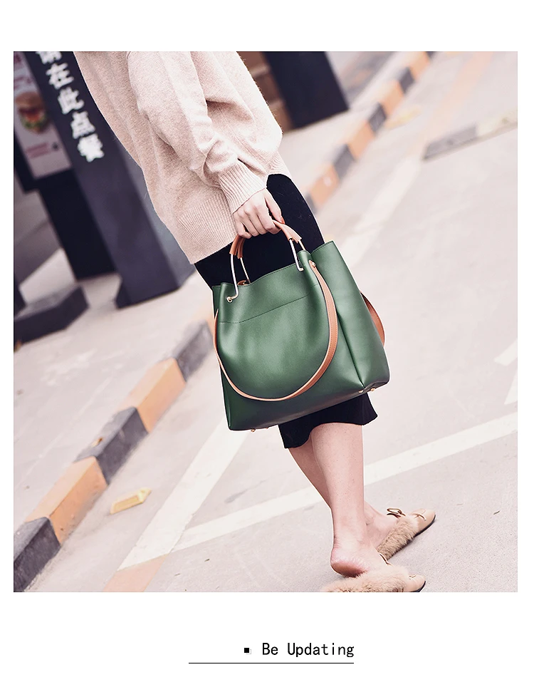 Brand Design Women Shoulder Bag Large Capacity Chain Bucket Handbags Quality PU Leather Women's Totes Shopping Bag sac a main