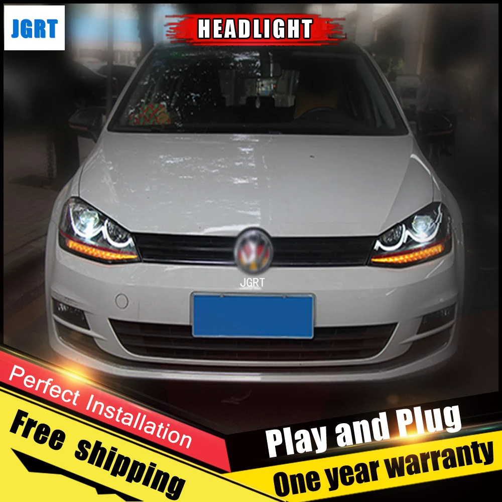 Автомобильные светодиодные фары для VW Golf 7 2013-2015 ДХО-линзы двухлучевые H7 HID