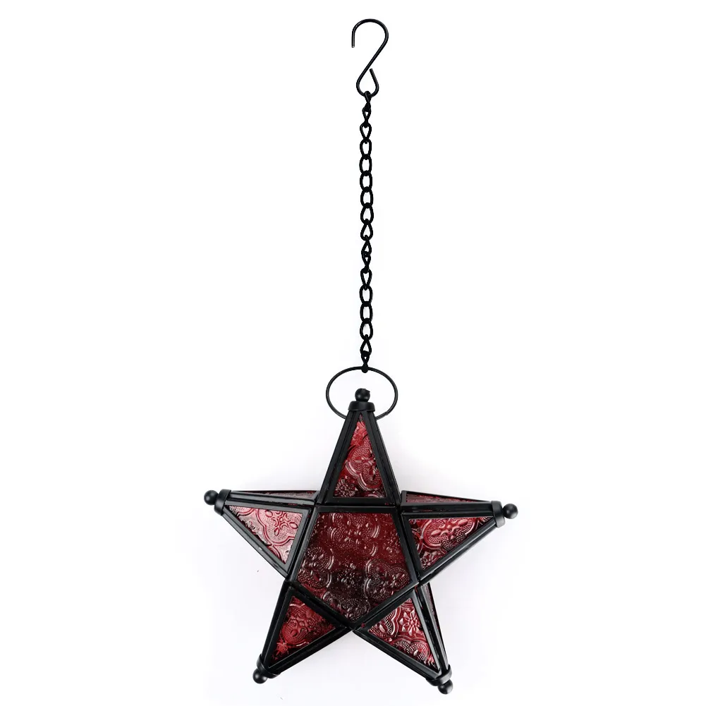 2018 новый металлический стеклянный Звездный Фонарь подвесной подсвечник для