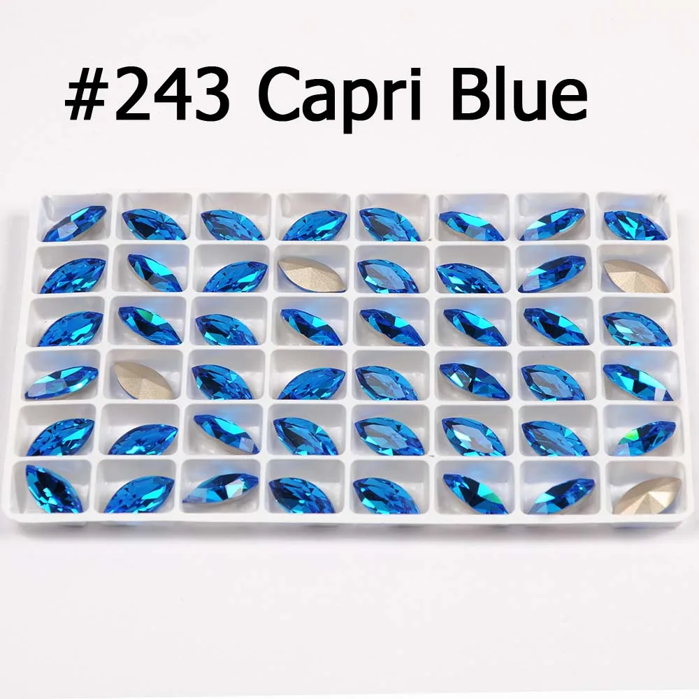 Capri Blue Стразы с блестящими кристаллами, Пришивные, с когтями, Наветт, сделай сам, цветные стразы, платье, Необычные стразы из камня, стекло, для ювелирных изделий, одежда - Цвет: Capri Blue