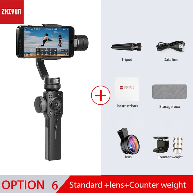 ZHIYUN Smooth 4 Официальный Gimbal стабилизатор для iPhone X Xs Max samsung S8 Экшн камера 3 оси ручной смартфон - Цвет: Option 6