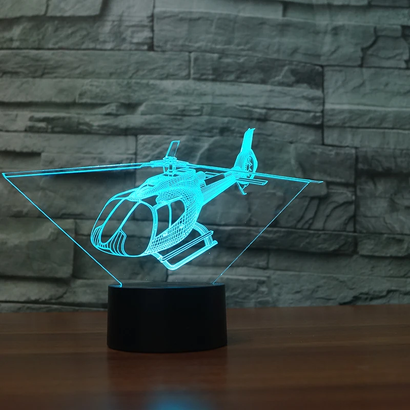 3D ночник Helicopt с сенсорной кнопкой светодиодный светильник для самолета