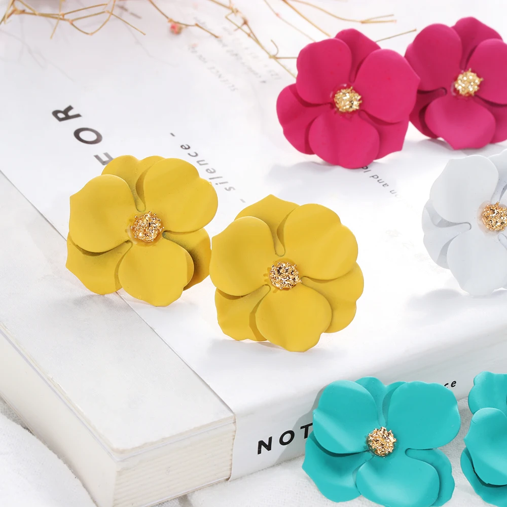 Женские серьги-гвоздики Hyperbole с цветными цветами модные ювелирные изделия Новое