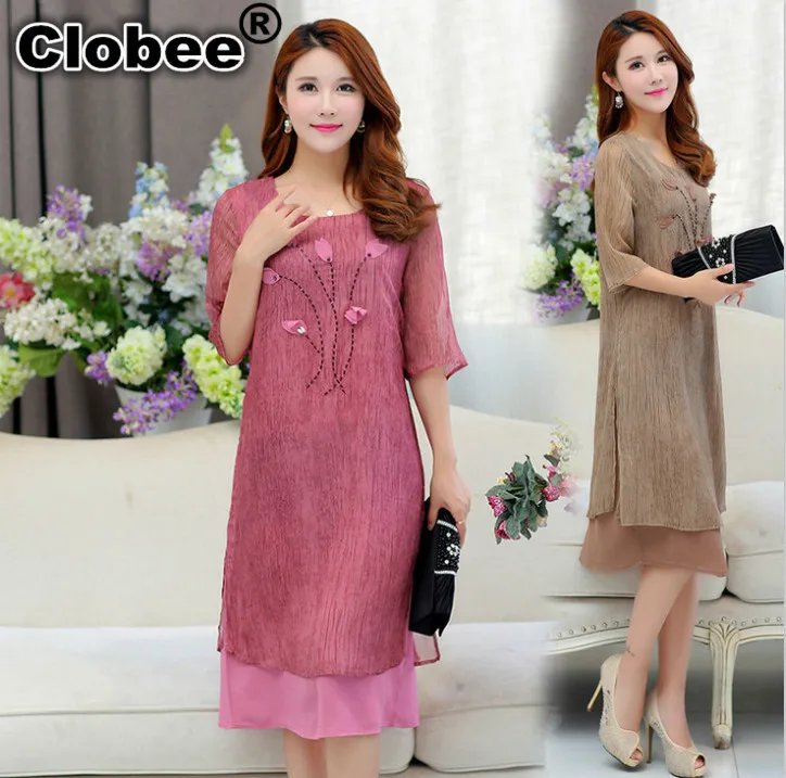 Женское шифоновое платье Clobee Летнее Длинное Платье для мамы среднего возраста