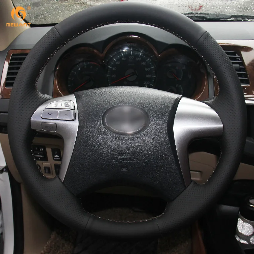 MEWANT черный чехол рулевого колеса автомобиля из натуральной кожи для Toyota Fortuner Hilux