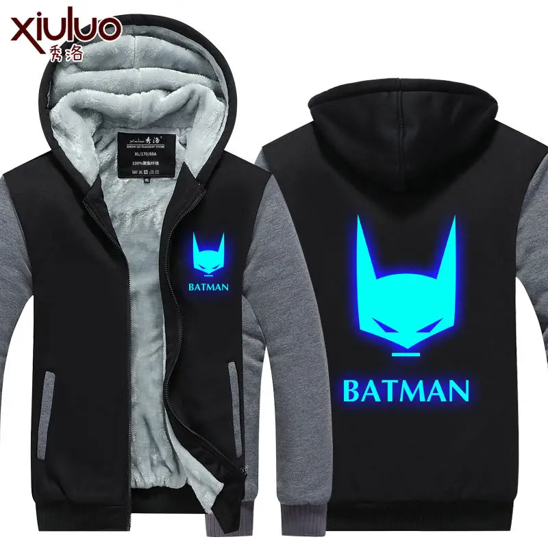 Style G Бэтмен Косплей костюмы светодиодный светящийся в темноте мужчин сверхтолстые Теплые повседневные толстовки с капюшоном куртка с Бэтменом - Цвет: Style G