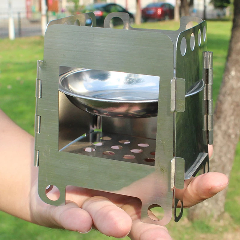 Camping Firewood Stove Alcohol Burnners Outdoor Portable Stainles Steel Picnic Split Stoves With Storage Bag Tray | Спорт и