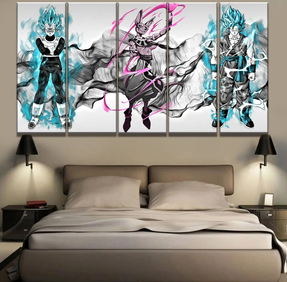 5 шт. холст Книги по искусству Dragon Ball Супер плакат Куадрос Decoracion Картины на холсте стены Книги по искусству для украшения дома Настенный декор