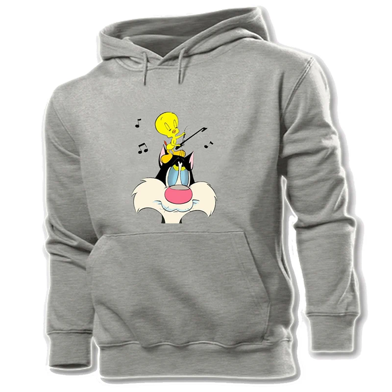 Забавная мультяшная птичка Твити, милый кролик баг и Черный кот Looney Tunes, Женская толстовка с капюшоном, пуловер с капюшоном - Цвет: YeWM1343G