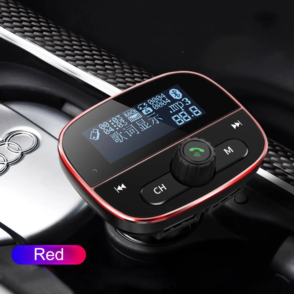 Red JINSERTA power ON OFF Bluetooth 5,0 fm-передатчик модулятор Handsfree автомобильный комплект AUX U диск TF карта MP3 музыкальный плеер - Название цвета: Red