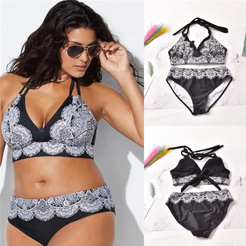 Купальник женский с заниженной талией пуш-ап размера плюс 3XL 4XL | Женская одежда