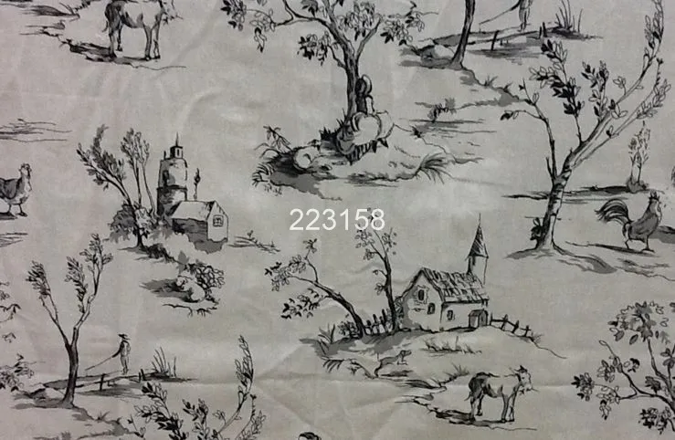 Хлопчатобумажная и льняная ткань шириной 150 см с принтом сельской жизни два цвета