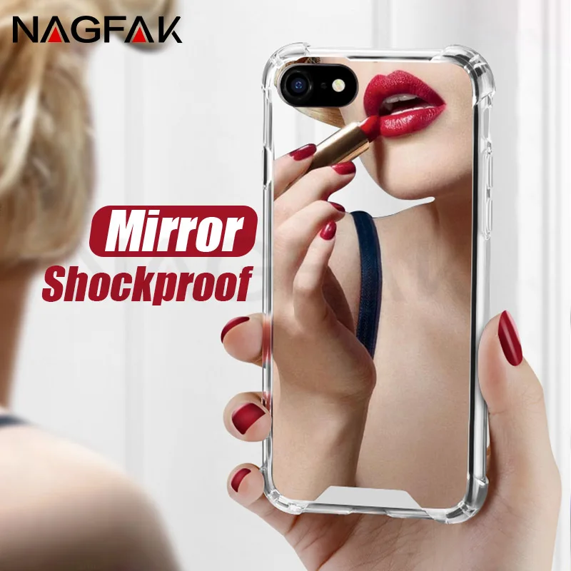 NAGFAK зеркальный противоударный чехол для iPhone X 6 8 7 Plus жесткий акриловый + TPU iphone 6s