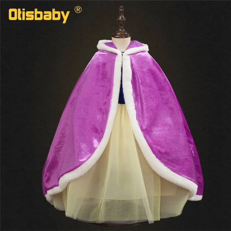 Purple Cloak Новогодний костюм Рапунцель; платье принцессы Рапунцель; свадебное праздничное платье Рапунцель; рождественское платье для девочек; детское платье с оборками и цветочным рисунком - Цвет: Purple Cloak