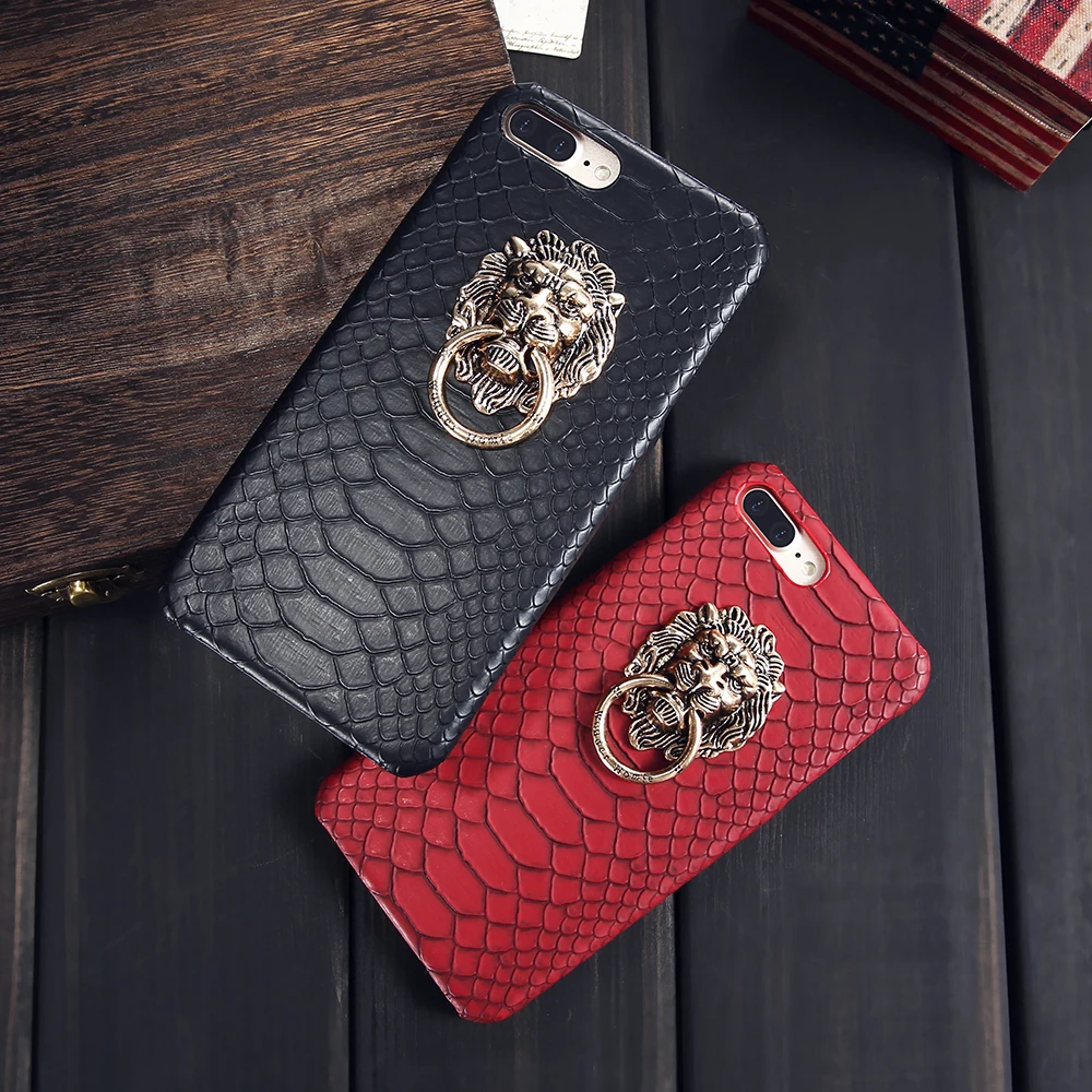 Kisscase стенд держатель чехол для iPhone 6 6s 7 8 plus палец кольцо голова льва PC Чехол S