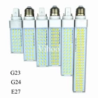 Лампа-кукуруза Lampada G23, G24, E27, 8 Вт, 10 Вт, 12 Вт, 15 Вт, 18 Вт, 30 Вт, 85-265 в, алюминиевая, светодиодная лампа-кукуруза, 180 градусов