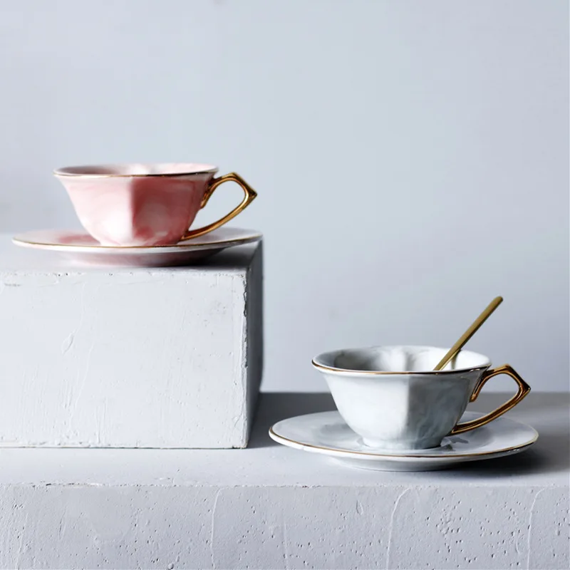 Кофейная чашка в форме сердца блюдце мраморные чашки подарок для влюбленных