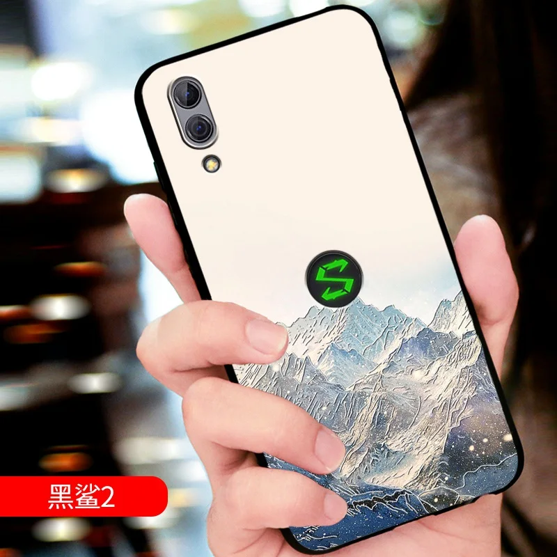 

Embossed vintage East Asian Chinese Japanese style case For Xiaomi Black Shark 2 Games phone Snow Mountain Decree Crane cover