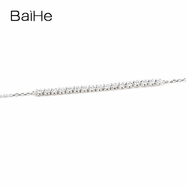 BAIHE Solid 18K розовое золото(AU750) 0.16ct H/SI круглый полный огранки настоящие бриллианты Свадебные модные ювелирные изделия браслет