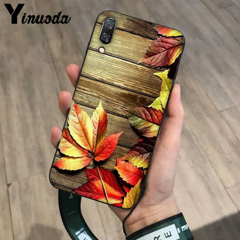 Yinuoda выпадающий лист клена ТПУ черный чехол для телефона Huawei P9 P10 Plus Mate9 Mate10 Lite P20 Pro