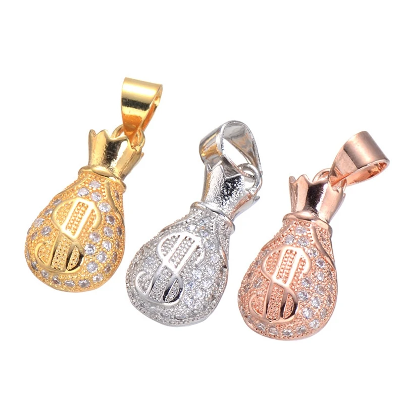 Фото Juya DIY New Design Micro Pave Money Dollar Moneybag Pendant Charms For Women Necklace Bracelets Making №3