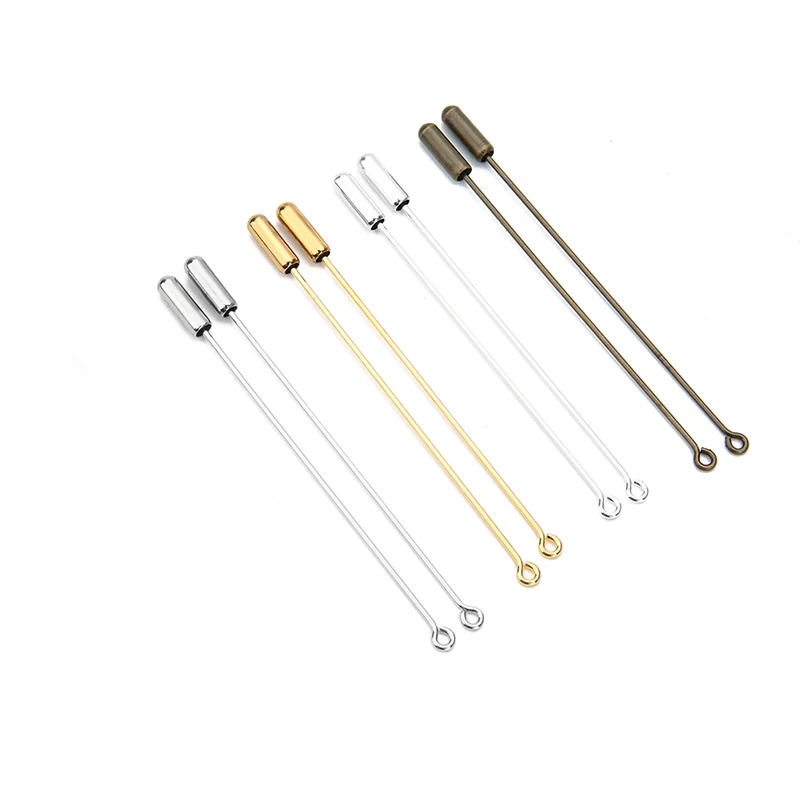 each color 10pcs 40 шт./лот, 50 мм, 70 мм, золотая, серебряная, античная, бронзовая, петля, брошь для глаз, булавки, основа, брухер с булавками, пробка для изготовления ювелирных изделий - Цвет: each color 10pcs