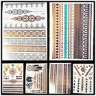 1 шт., Женская татуировка на руку хны, индийская цепь, тату, золото, серебро, Подсолнух, металлическая временная татуировка, наклейка, поддельный браслет, для женщин