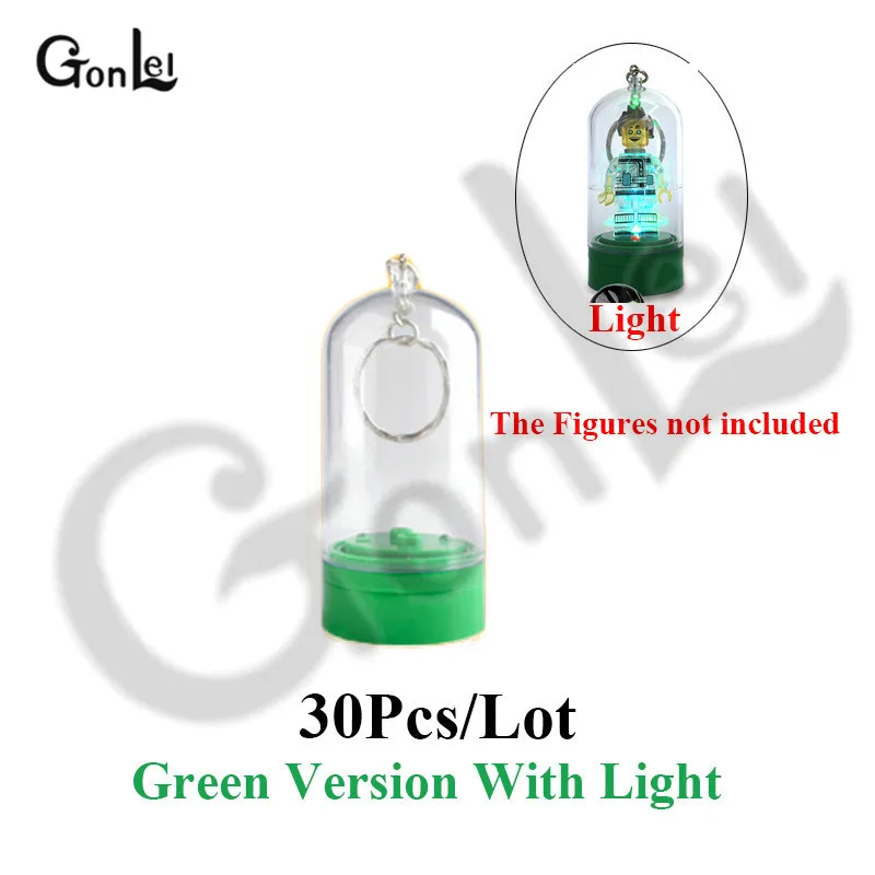 Green-with Light 30 шт./партия поворотный дисплей коробка с брелоком кольцо для ключей подходит для MOC рисунок MOC модель строительные блоки кирпичные игрушки - Цвет: Green-with Light