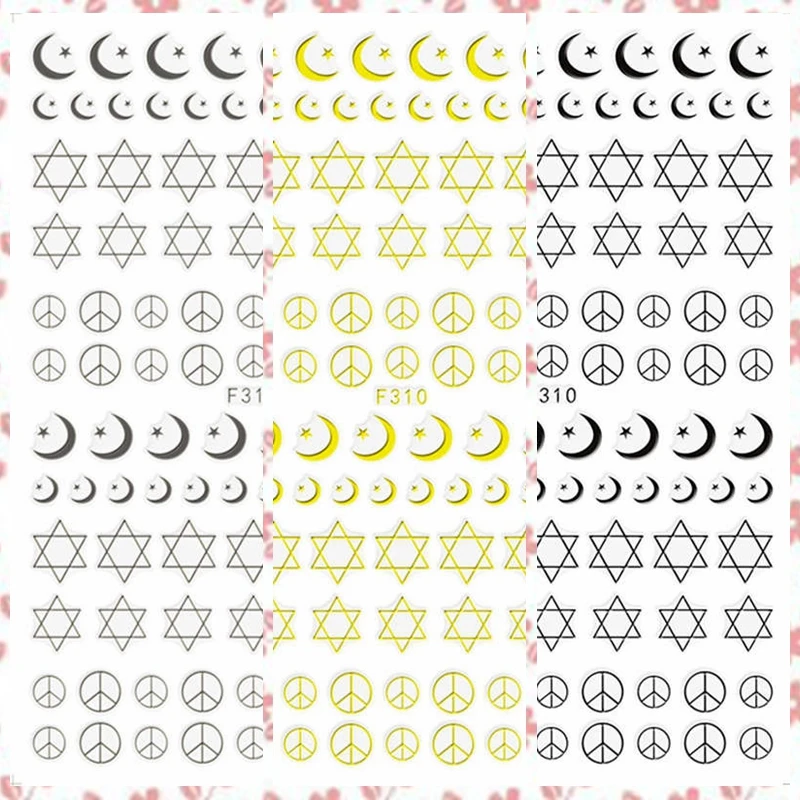 1 лист наклейки для дизайна ногтей с изображением граффити символов Луны звезд