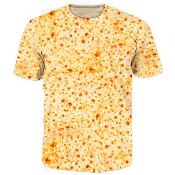 Сыр Pizza Tee сплошным принтом 3D футболка смешные футболки женские повседневные топы